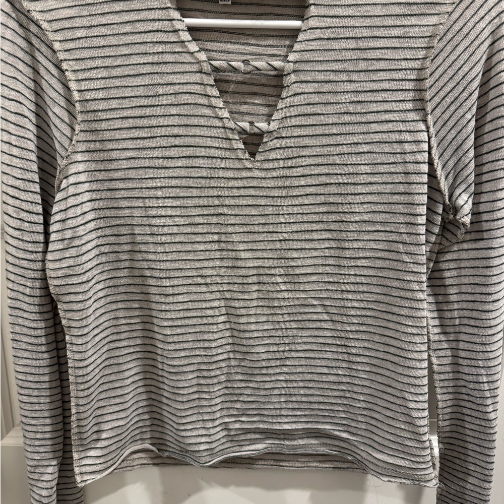 Striped Cream and Green Women's Cropped Top